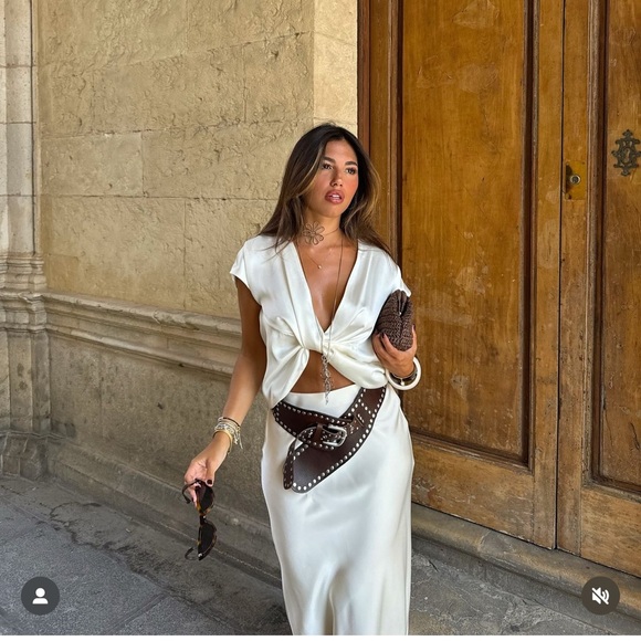 ZARA STUDDED LEATHER SASH BELT - Picture 6 of 6